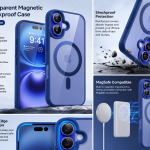 Premium Transparent Magnetic Shockproof Case for Apple iPhone | MagSafe Compatible | Blue