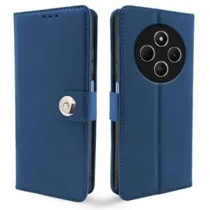 Premium PU Leather Flip Wallet Case with Card Holder & Magnetic Lock for Redmi 14C | Blue